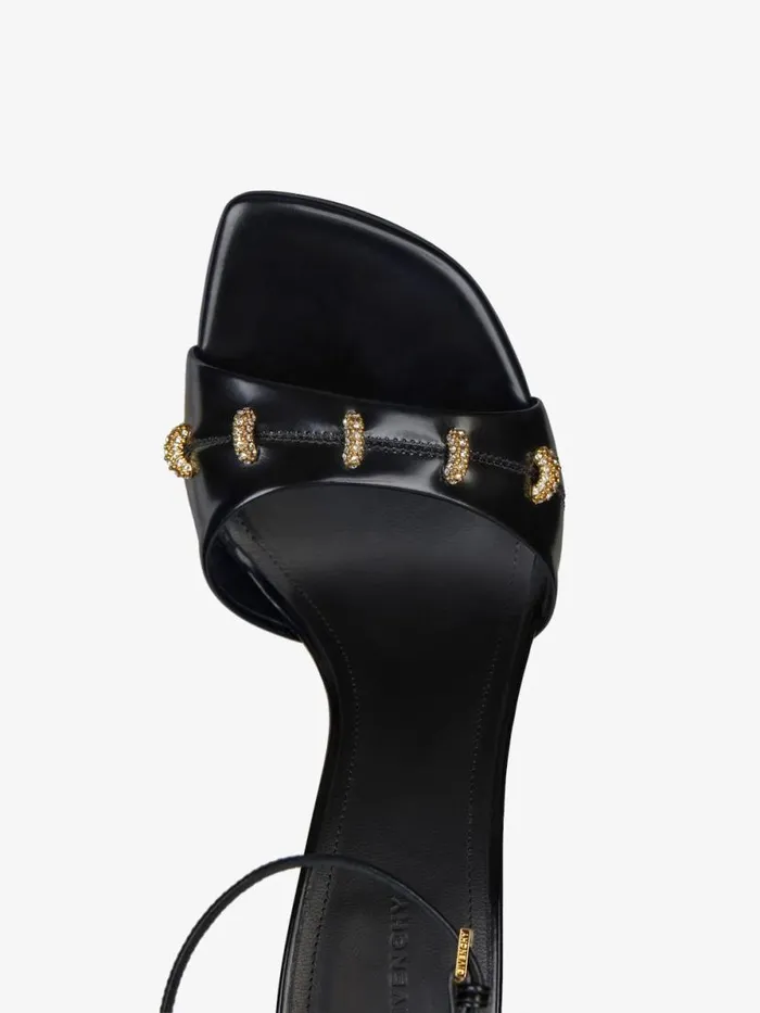 Stitch Sandals In Leather With Crystals Details Black Women Givenchy Heels