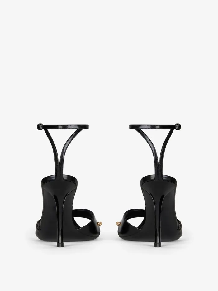 Stitch Sandals In Leather With Crystals Details Black Women Givenchy Heels