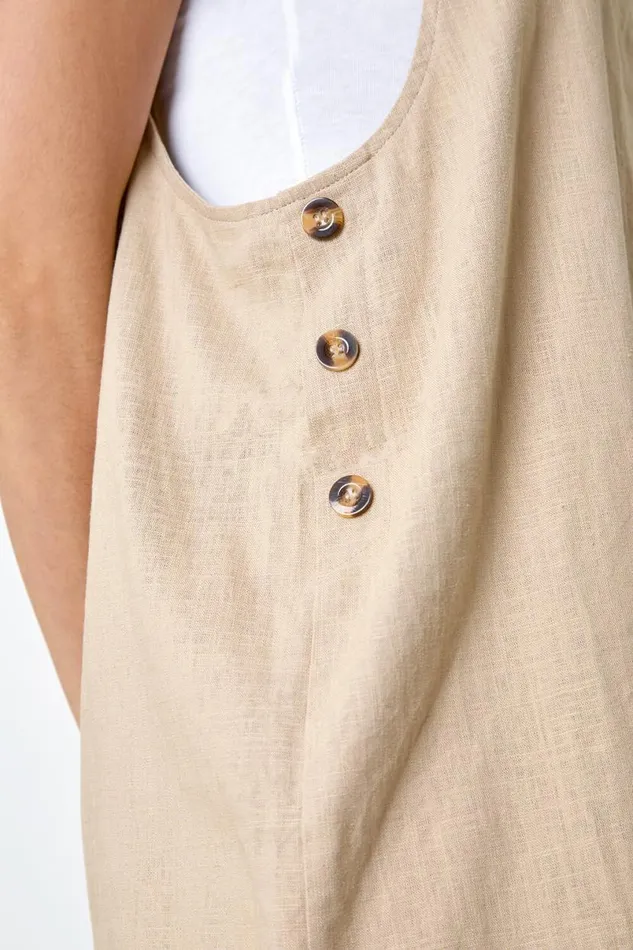 Stone Shoulder Tie Cotton Playsuit Women Roman Dresses