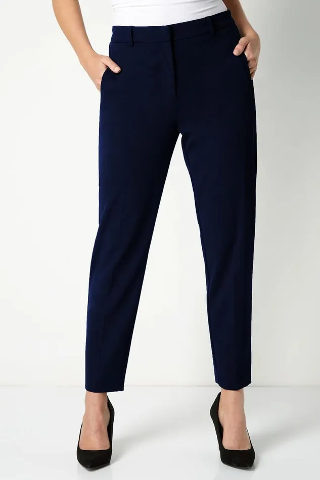 Straight Leg Stretch Cropped Trousers Women Roman Trousers