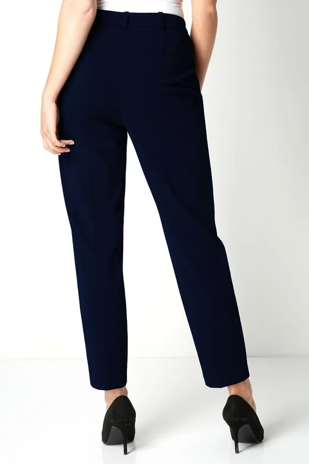 Straight Leg Stretch Cropped Trousers Women Roman Trousers
