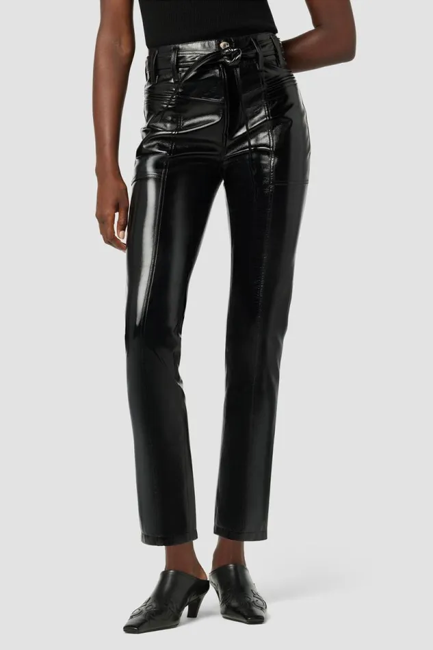 Straight Women Hudson Jeans Utility Cargo Ankle Straight Pant Black Patent