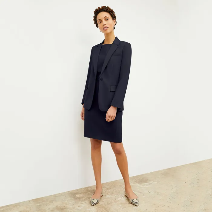Suiting Women M M LaFleur The Yiyan Classic Blazer 8211 Wool Twill Dark Navy