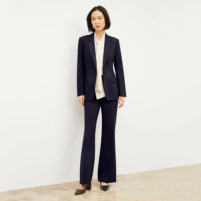 Suiting Women M M LaFleur The Yiyan Classic Blazer 8211 Wool Twill Dark Navy