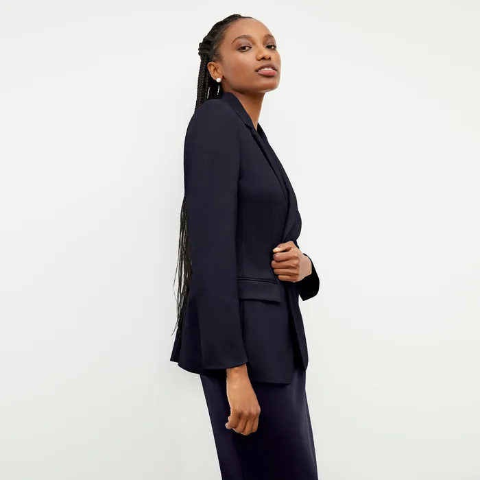 Suiting Women M M LaFleur The Yiyan Classic Blazer 8211 Wool Twill Dark Navy