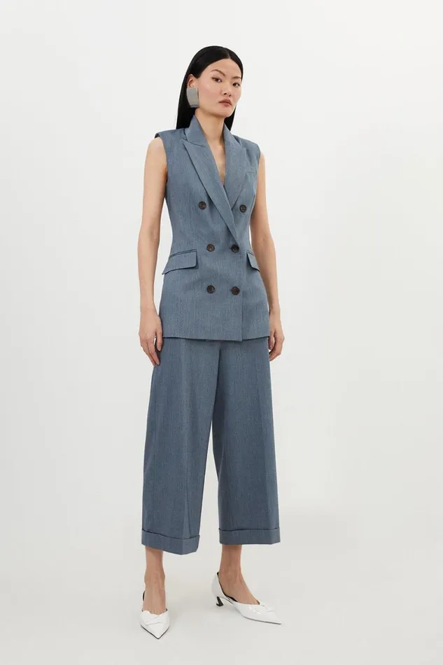 Suits Women Karen Millen Fluid Tailored Longline Culottes Navy