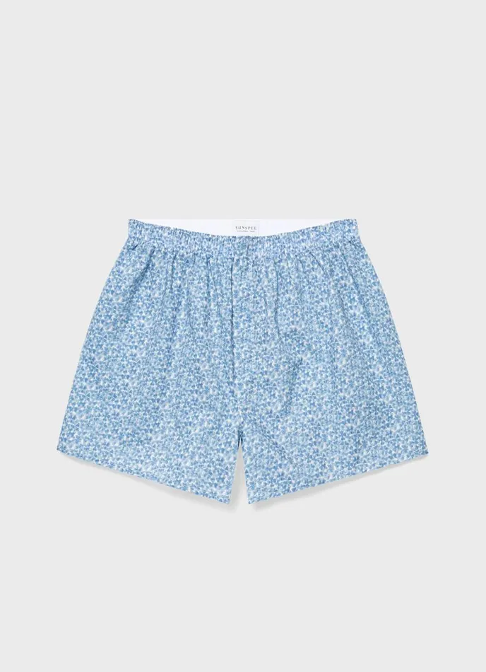 SUNSPEL Boxer Shorts Classic Boxer Shorts In Liberty Fabric Blue Cover 8211 Men