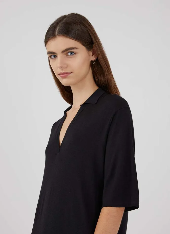SUNSPEL Dresses and Skirts Merino Silk Polo Dress Black 8211 Women
