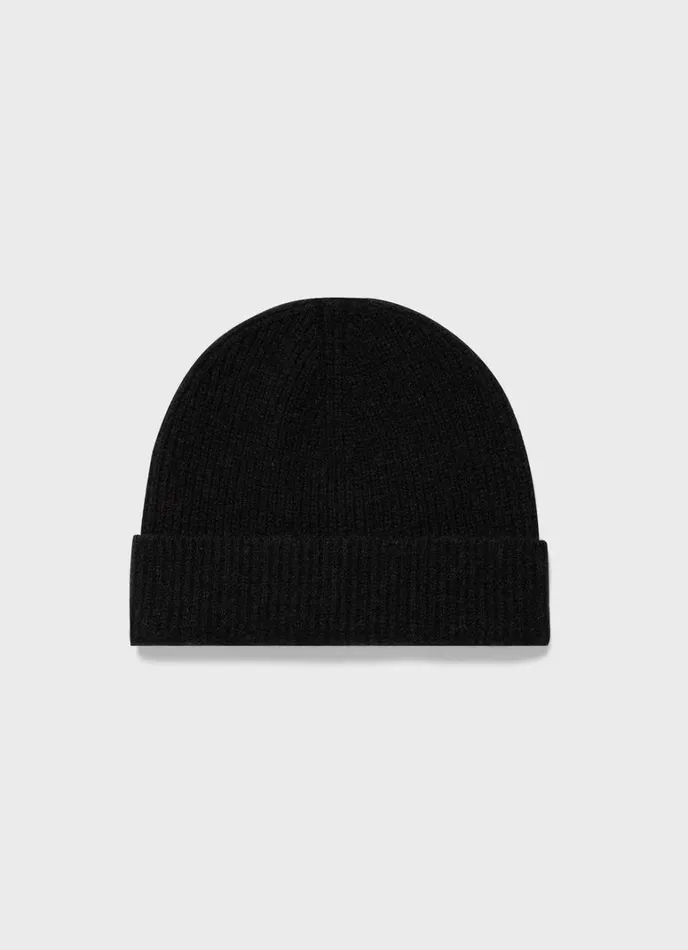 SUNSPEL Hats Scarves Gloves Cashmere Ribbed Hat Black 8211 MenWomen