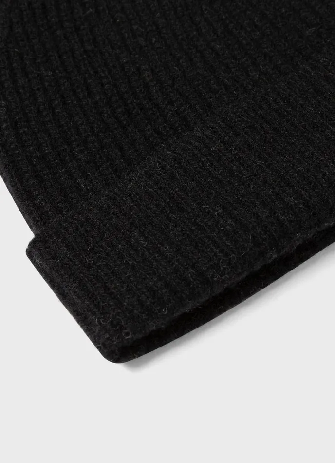 SUNSPEL Hats Scarves Gloves Cashmere Ribbed Hat Black 8211 MenWomen