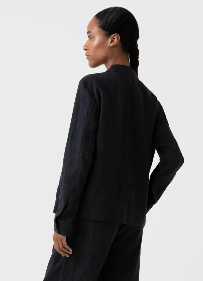 SUNSPEL Jackets and Coats Linen Twin Pocket Jacket Black 8211 Women