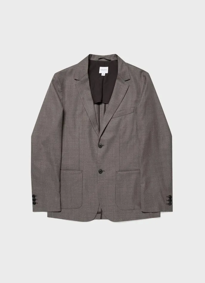 SUNSPEL Jackets and Coats Travel Wool Blazer Dark Stone Melange 8211 Men