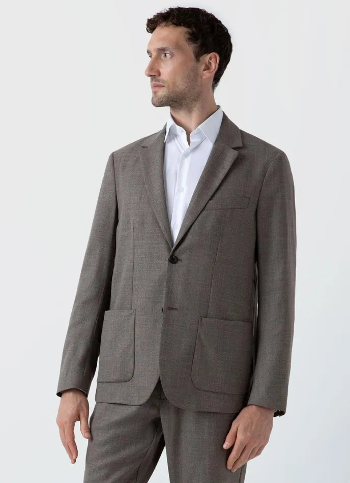 SUNSPEL Jackets and Coats Travel Wool Blazer Dark Stone Melange 8211 Men
