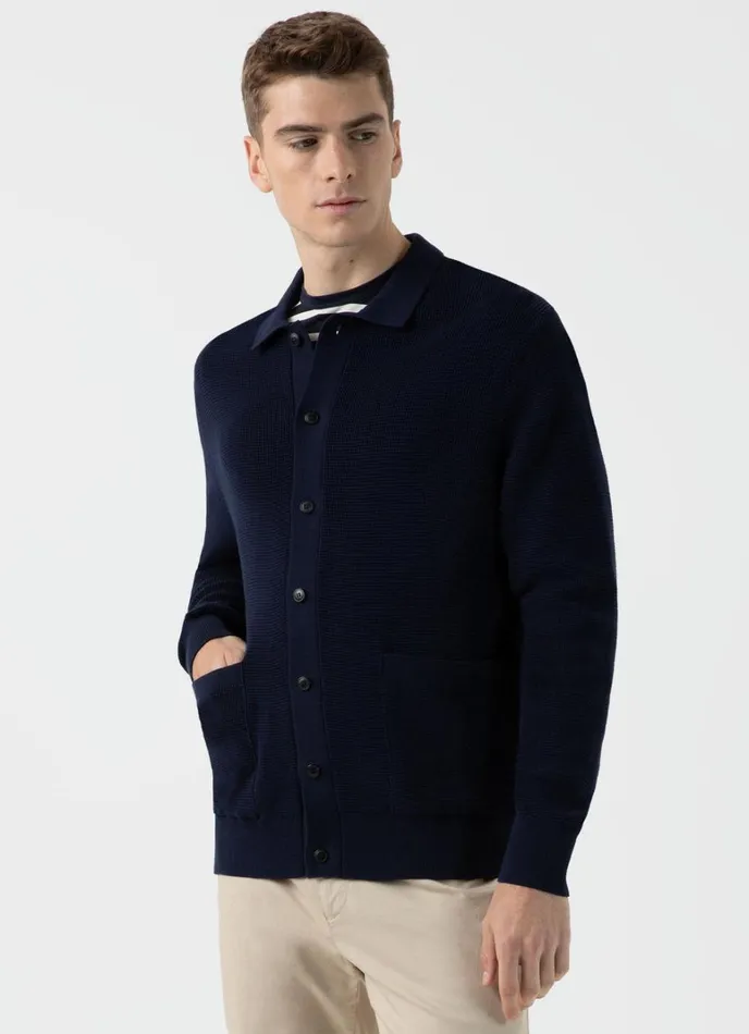 SUNSPEL Jackets and Coats Waffle Stitch Jacket Navy 8211 Men
