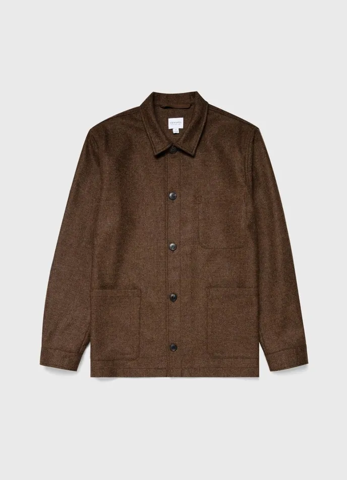 SUNSPEL Jackets and Coats Wool Twin Pocket Jacket Mid Brown Melange 8211 Men