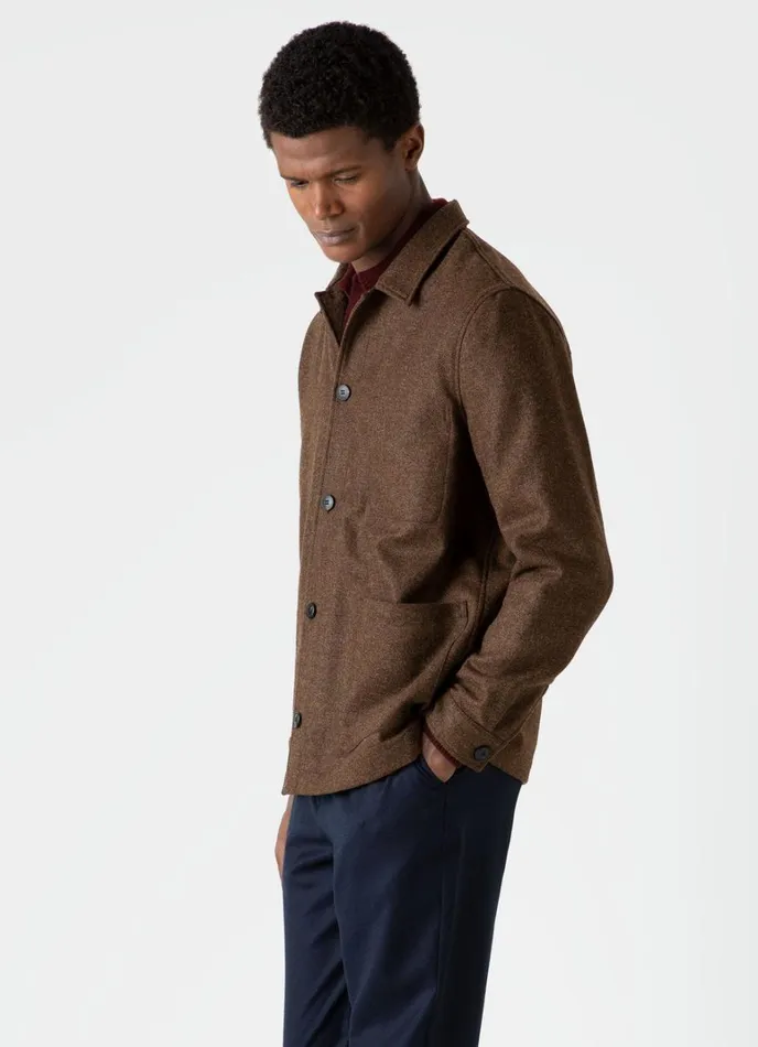 SUNSPEL Jackets and Coats Wool Twin Pocket Jacket Mid Brown Melange 8211 Men