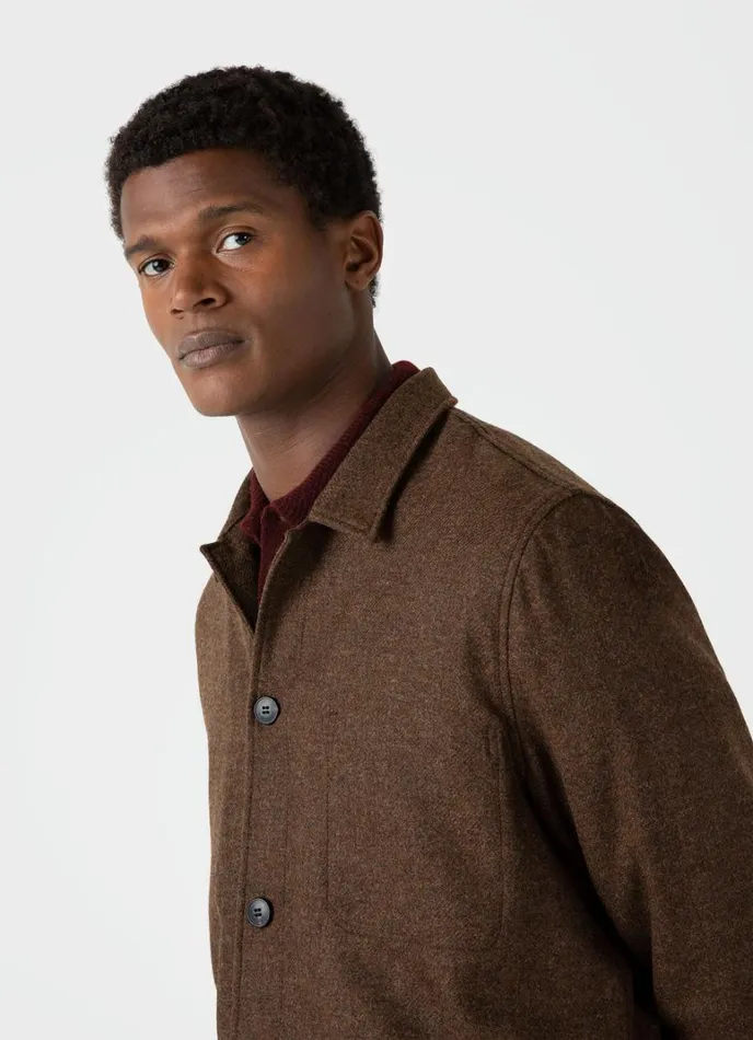 SUNSPEL Jackets and Coats Wool Twin Pocket Jacket Mid Brown Melange 8211 Men