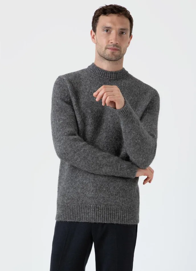 SUNSPEL Knitwear Alpaca Wool Jumper Charcoal Melange 8211 Men