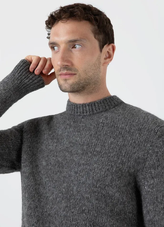 SUNSPEL Knitwear Alpaca Wool Jumper Charcoal Melange 8211 Men