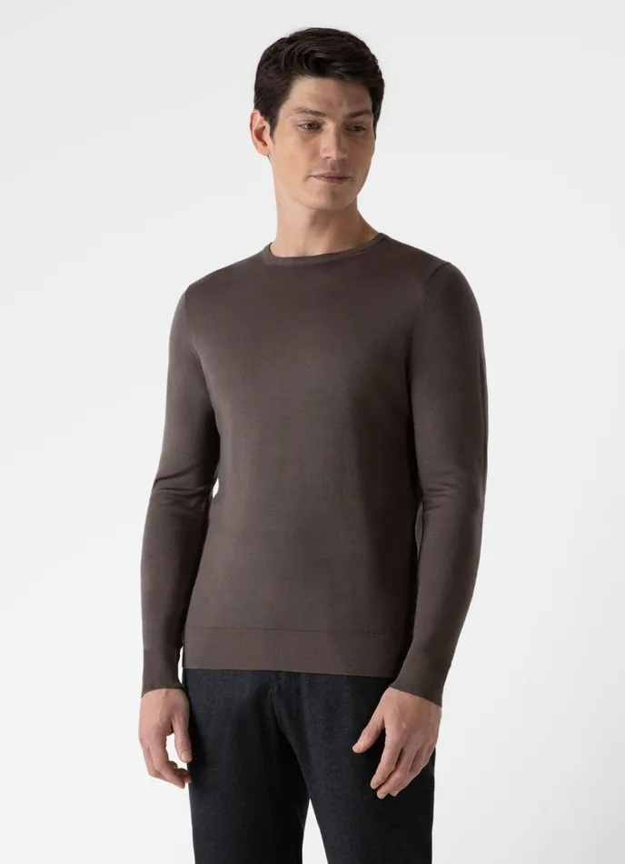 SUNSPEL Knitwear ExtraFine Merino Crew Neck Cedar 8211 Men