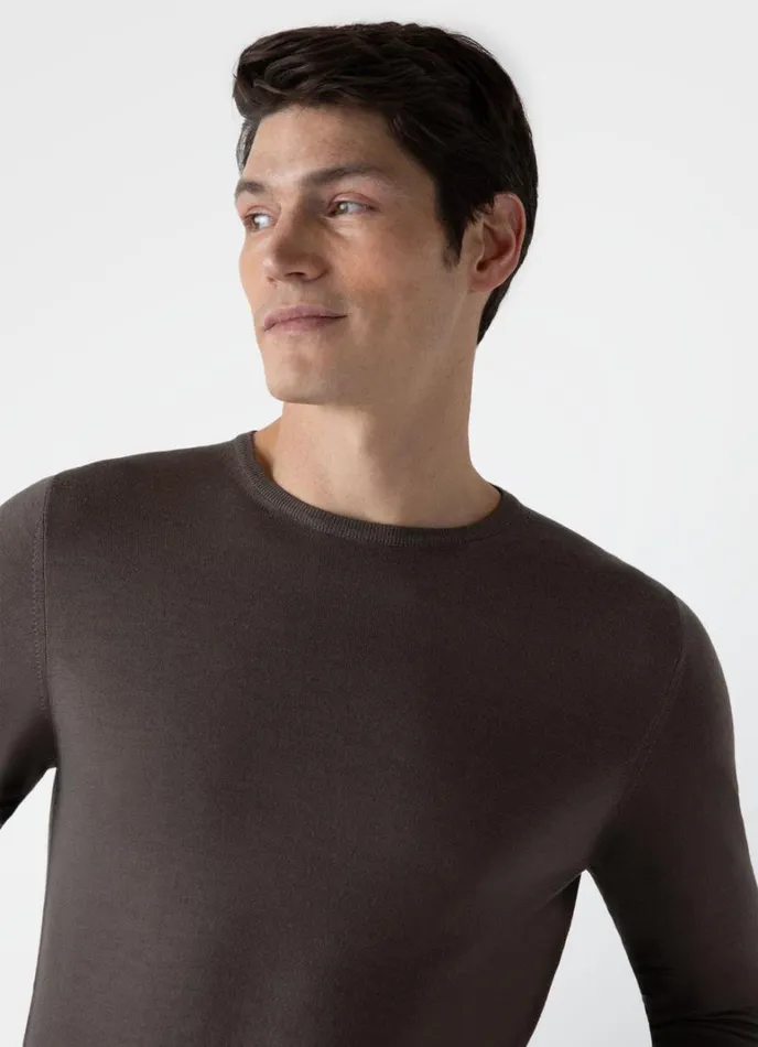 SUNSPEL Knitwear ExtraFine Merino Crew Neck Cedar 8211 Men