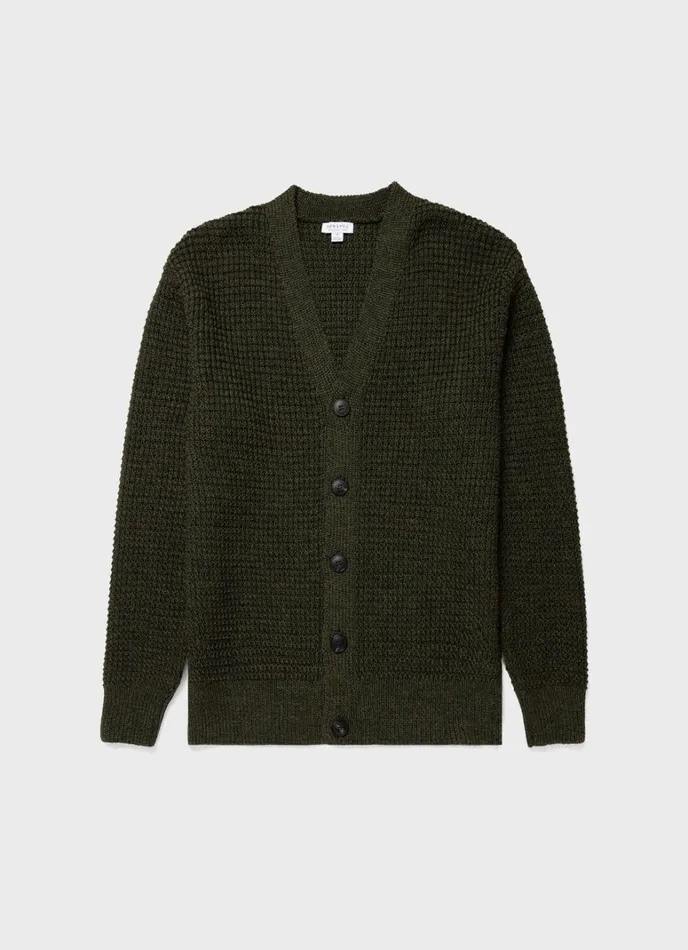 SUNSPEL Knitwear Fisherman Cardigan Dark Olive 8211 Men