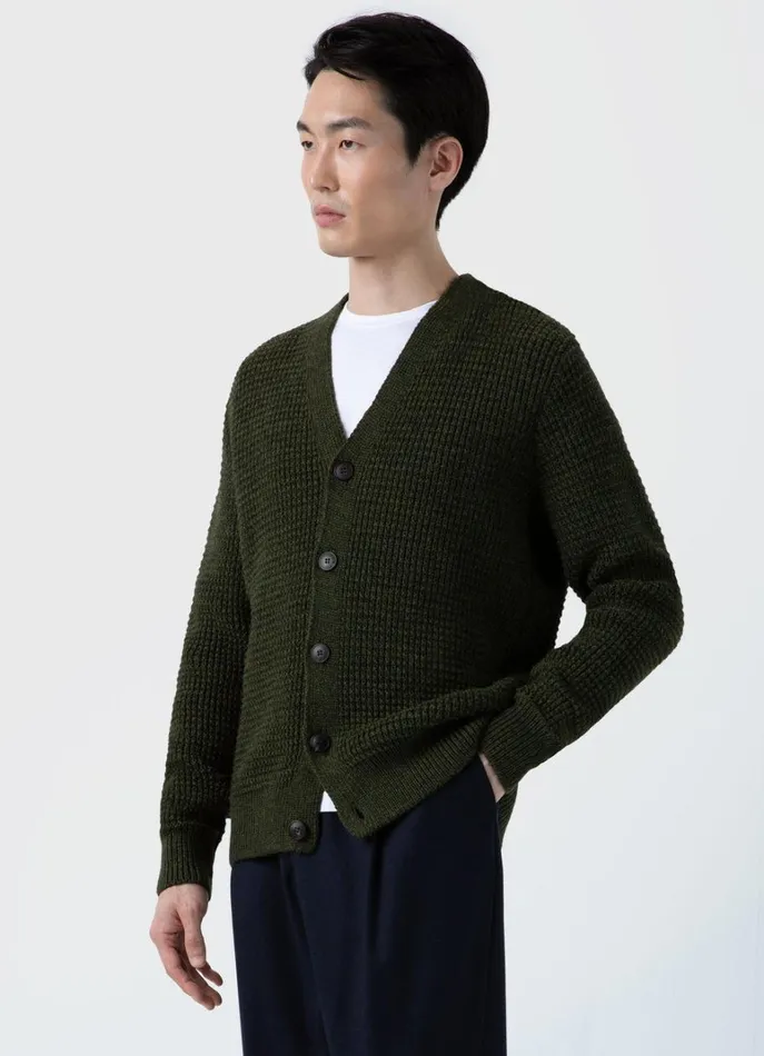SUNSPEL Knitwear Fisherman Cardigan Dark Olive 8211 Men