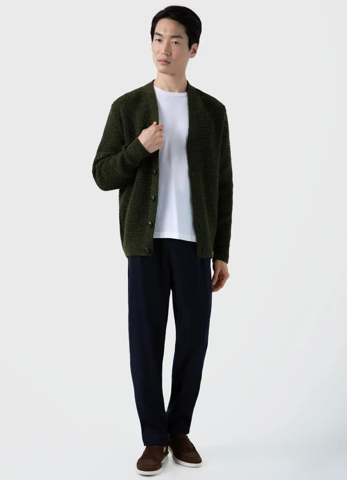 SUNSPEL Knitwear Fisherman Cardigan Dark Olive 8211 Men