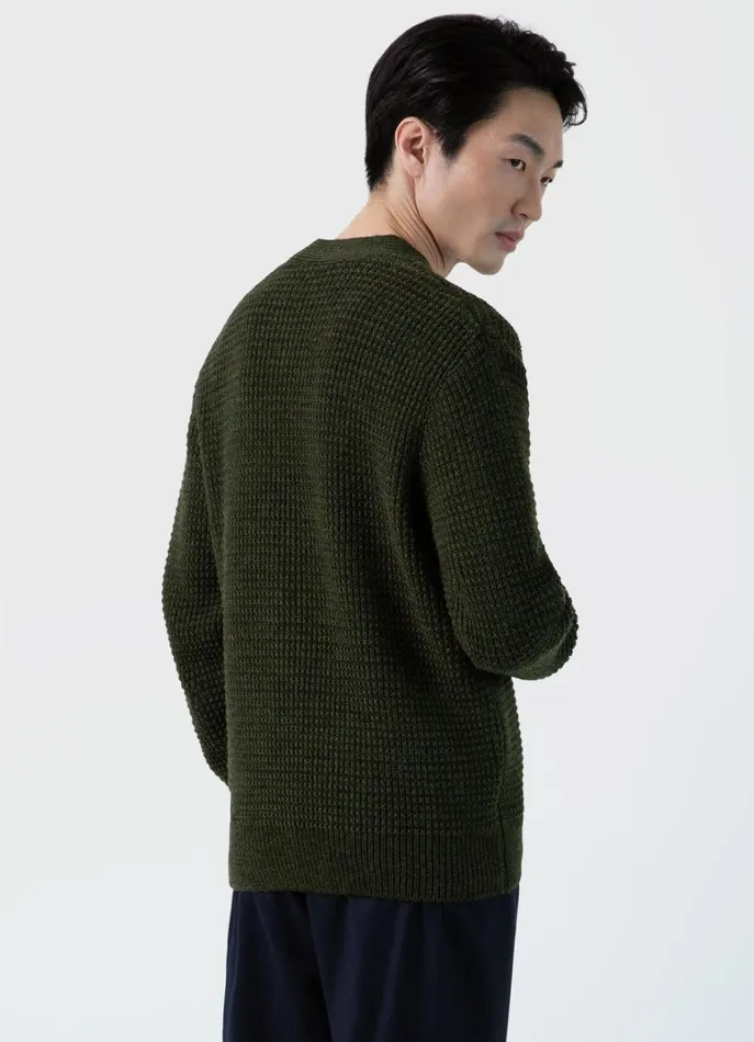 SUNSPEL Knitwear Fisherman Cardigan Dark Olive 8211 Men