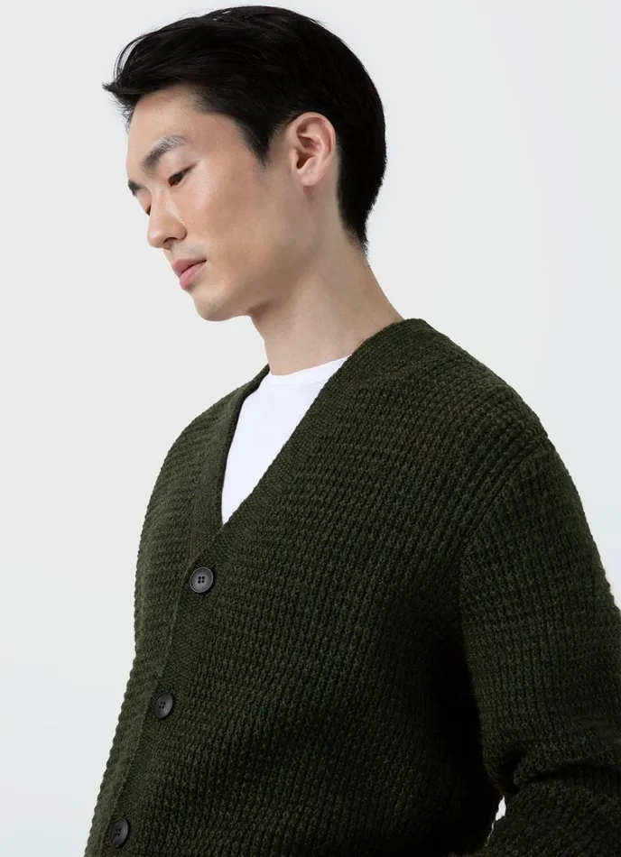 SUNSPEL Knitwear Fisherman Cardigan Dark Olive 8211 Men