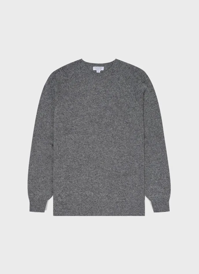 SUNSPEL Knitwear Lambswool Crew Neck Jumper Mid Grey Melange 8211 Men