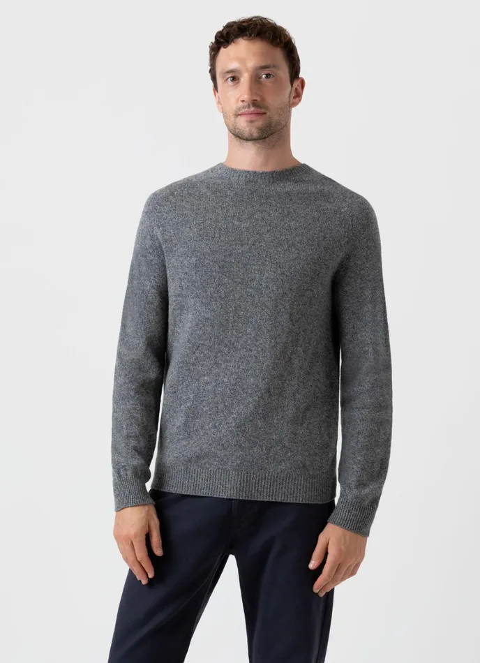 SUNSPEL Knitwear Lambswool Crew Neck Jumper Mid Grey Melange 8211 Men
