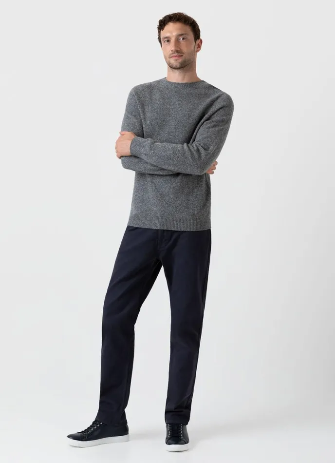 SUNSPEL Knitwear Lambswool Crew Neck Jumper Mid Grey Melange 8211 Men