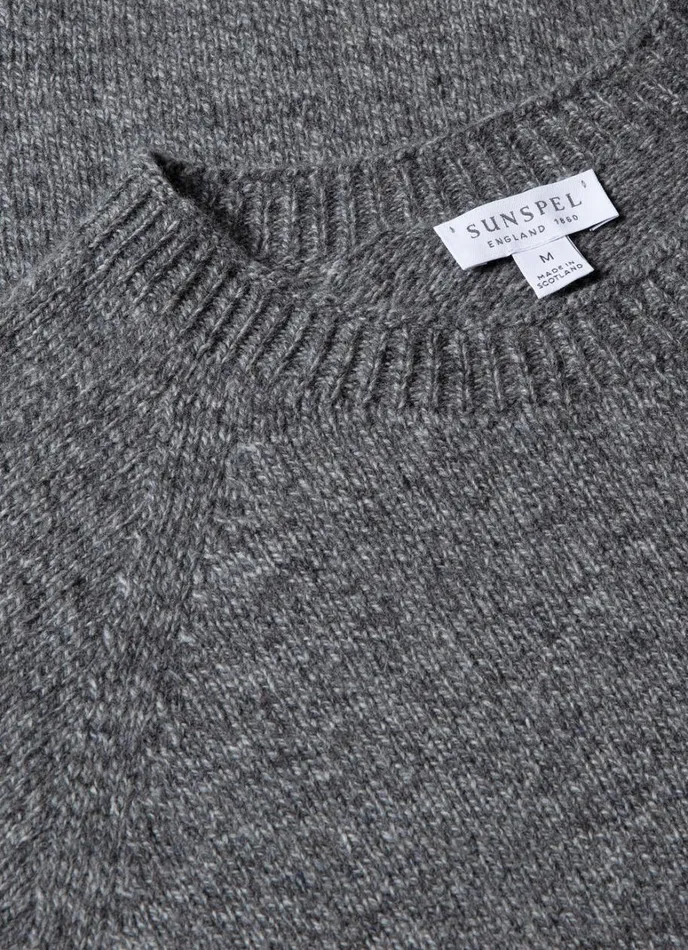 SUNSPEL Knitwear Lambswool Crew Neck Jumper Mid Grey Melange 8211 Men