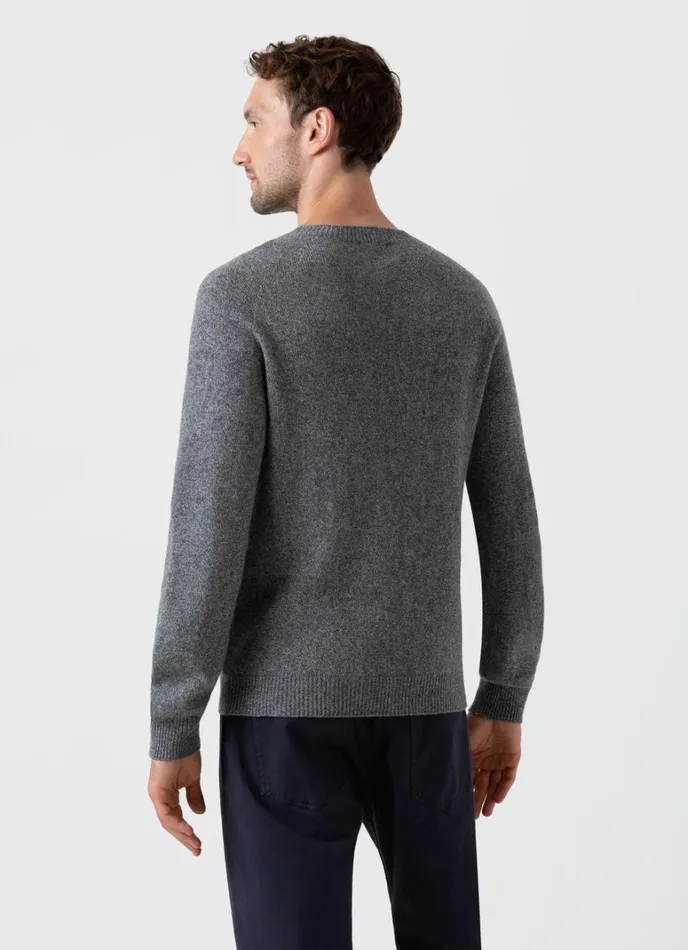 SUNSPEL Knitwear Lambswool Crew Neck Jumper Mid Grey Melange 8211 Men