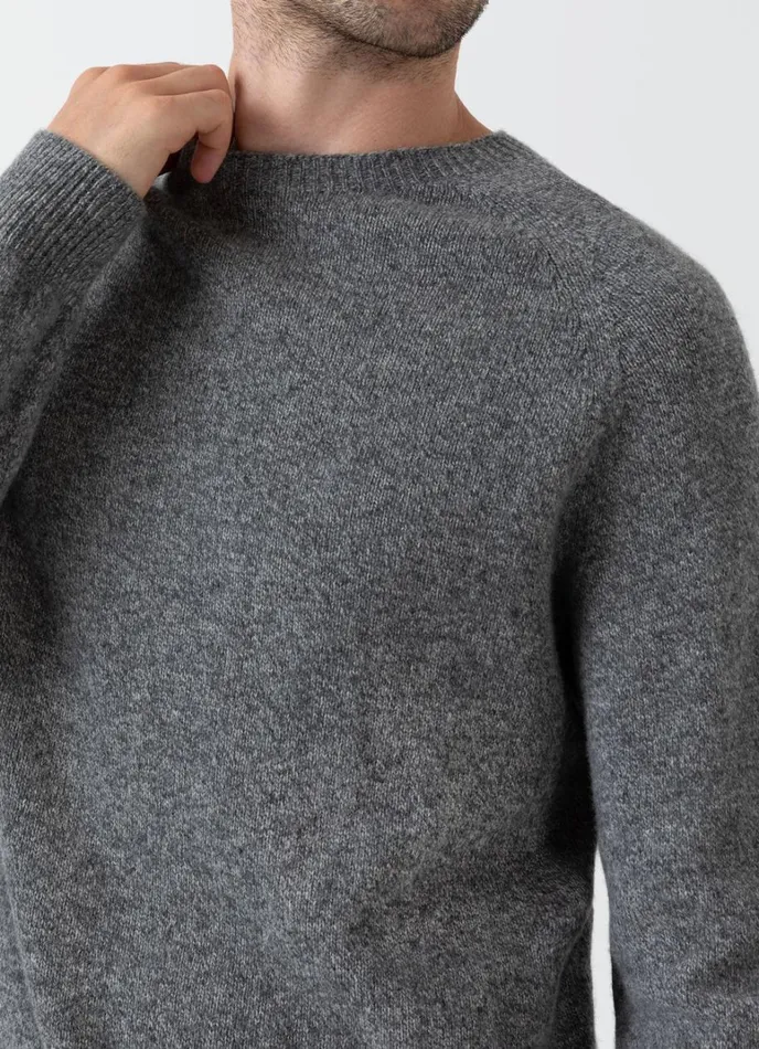 SUNSPEL Knitwear Lambswool Crew Neck Jumper Mid Grey Melange 8211 Men