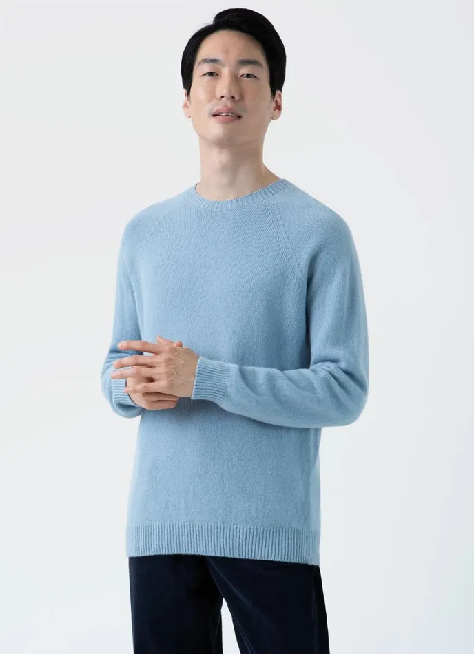 SUNSPEL Knitwear Lambswool Crew Neck Jumper Sky Blue 8211 Men