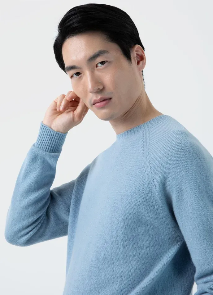 SUNSPEL Knitwear Lambswool Crew Neck Jumper Sky Blue 8211 Men