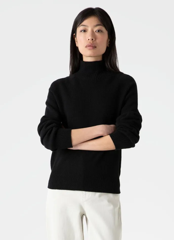 SUNSPEL Knitwear Lambswool Funnel Neck Jumper Black 8211 Women