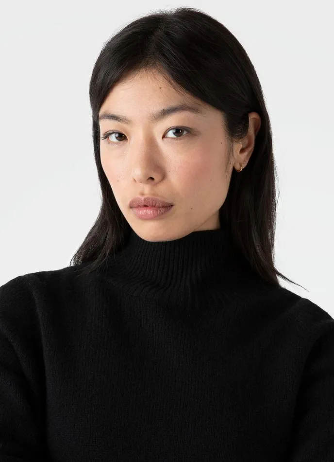 SUNSPEL Knitwear Lambswool Funnel Neck Jumper Black 8211 Women