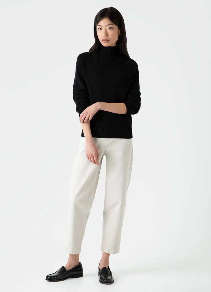 SUNSPEL Knitwear Lambswool Funnel Neck Jumper Black 8211 Women