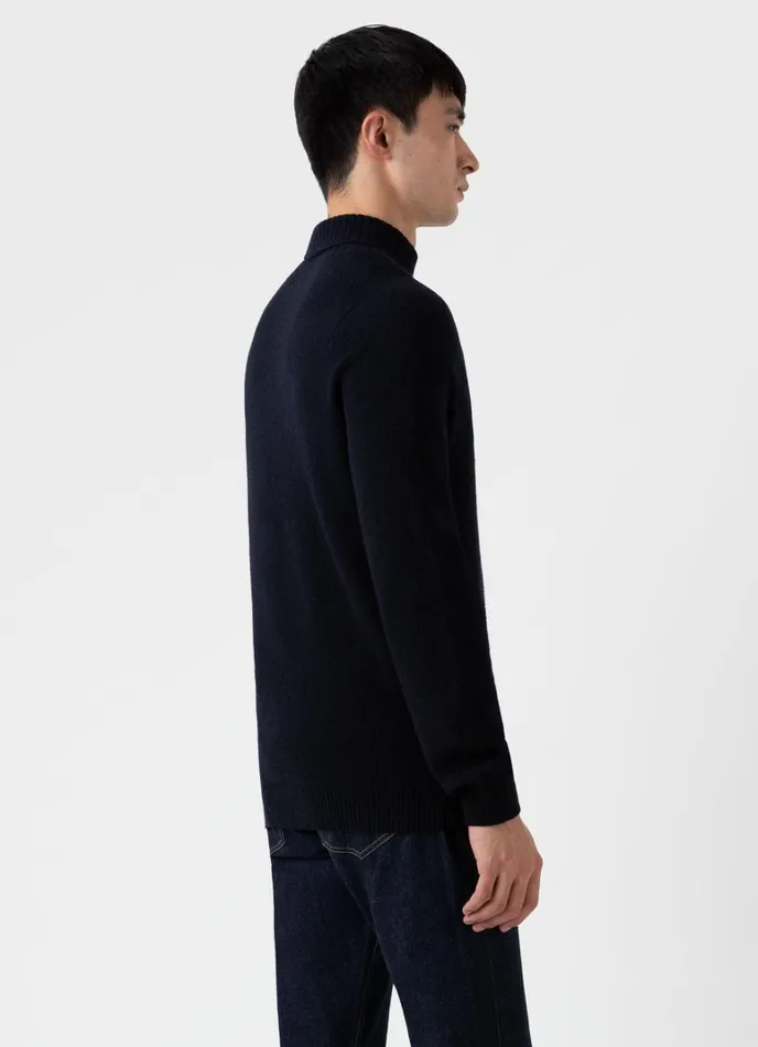 SUNSPEL Knitwear Lambswool Roll Neck Dark Navy Mouline 8211 Men