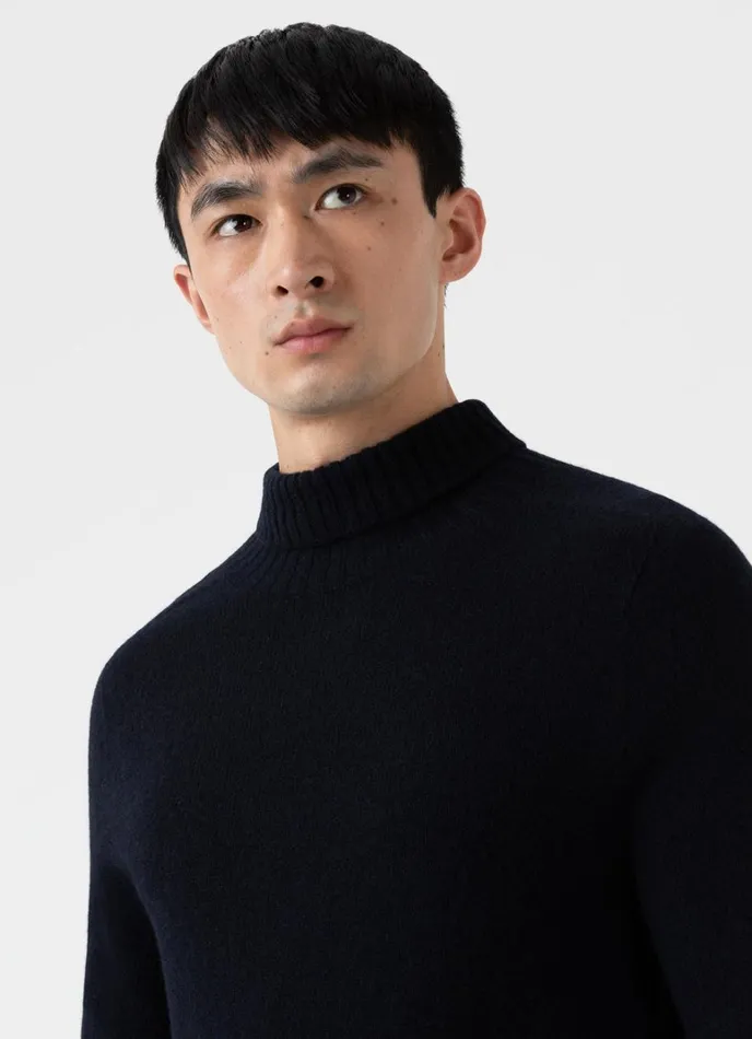 SUNSPEL Knitwear Lambswool Roll Neck Dark Navy Mouline 8211 Men