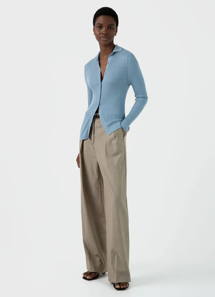 SUNSPEL Knitwear Mulberry Silk Rib Cardigan Light Blue 8211 Women