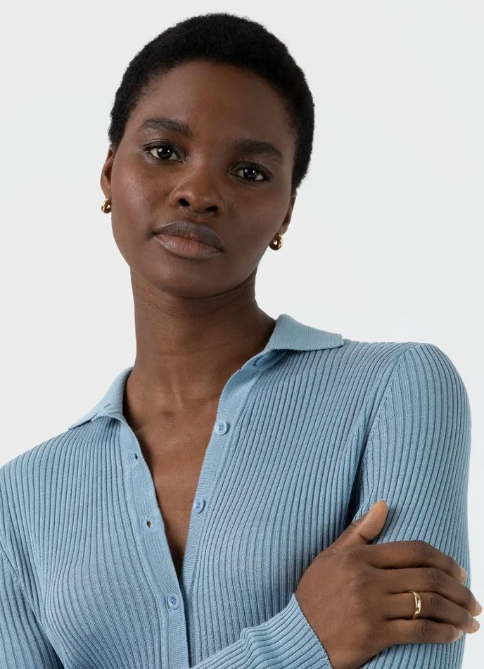 SUNSPEL Knitwear Mulberry Silk Rib Cardigan Light Blue 8211 Women