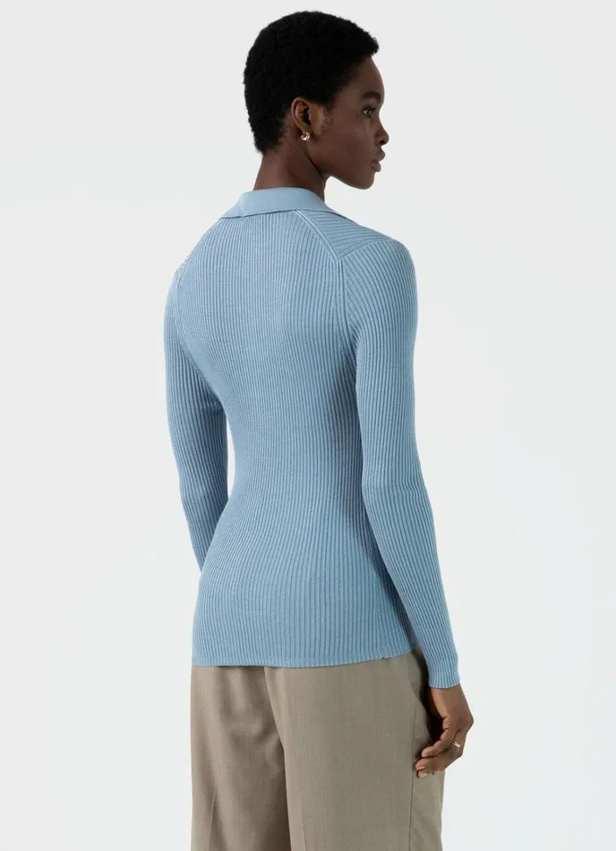 SUNSPEL Knitwear Mulberry Silk Rib Cardigan Light Blue 8211 Women
