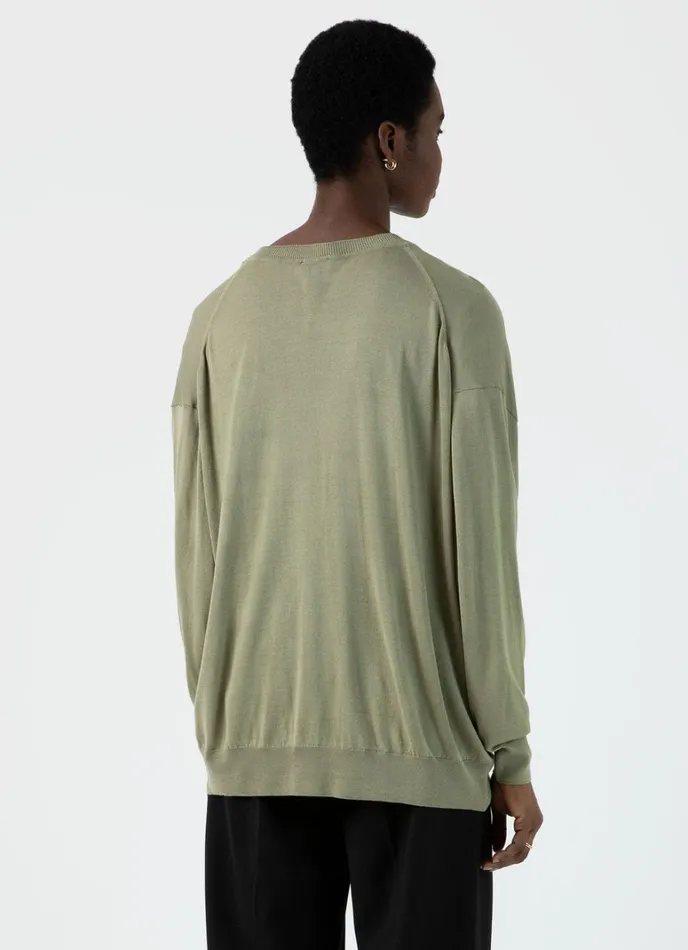 SUNSPEL Knitwear Relaxed Mulberry Silk Vneck Jumper Pale Khaki 8211 Women