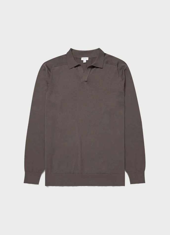 SUNSPEL Knitwear Sea Island Cashmere Polo Shirt Cedar 8211 Men