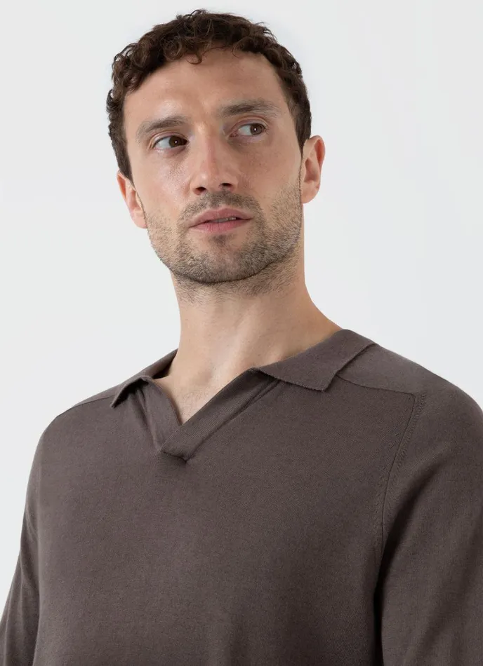 SUNSPEL Knitwear Sea Island Cashmere Polo Shirt Cedar 8211 Men