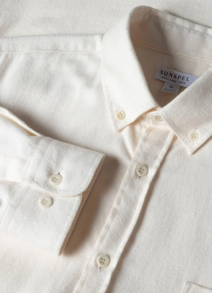 SUNSPEL Shirts Button Down Flannel Shirt Ecru 8211 Men